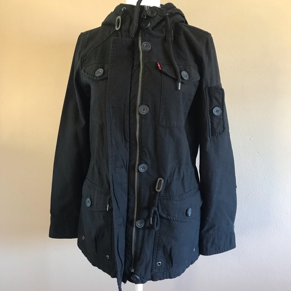 Levi’s women hooded black anorak cotton jacket size xs - Picture 15 of 16